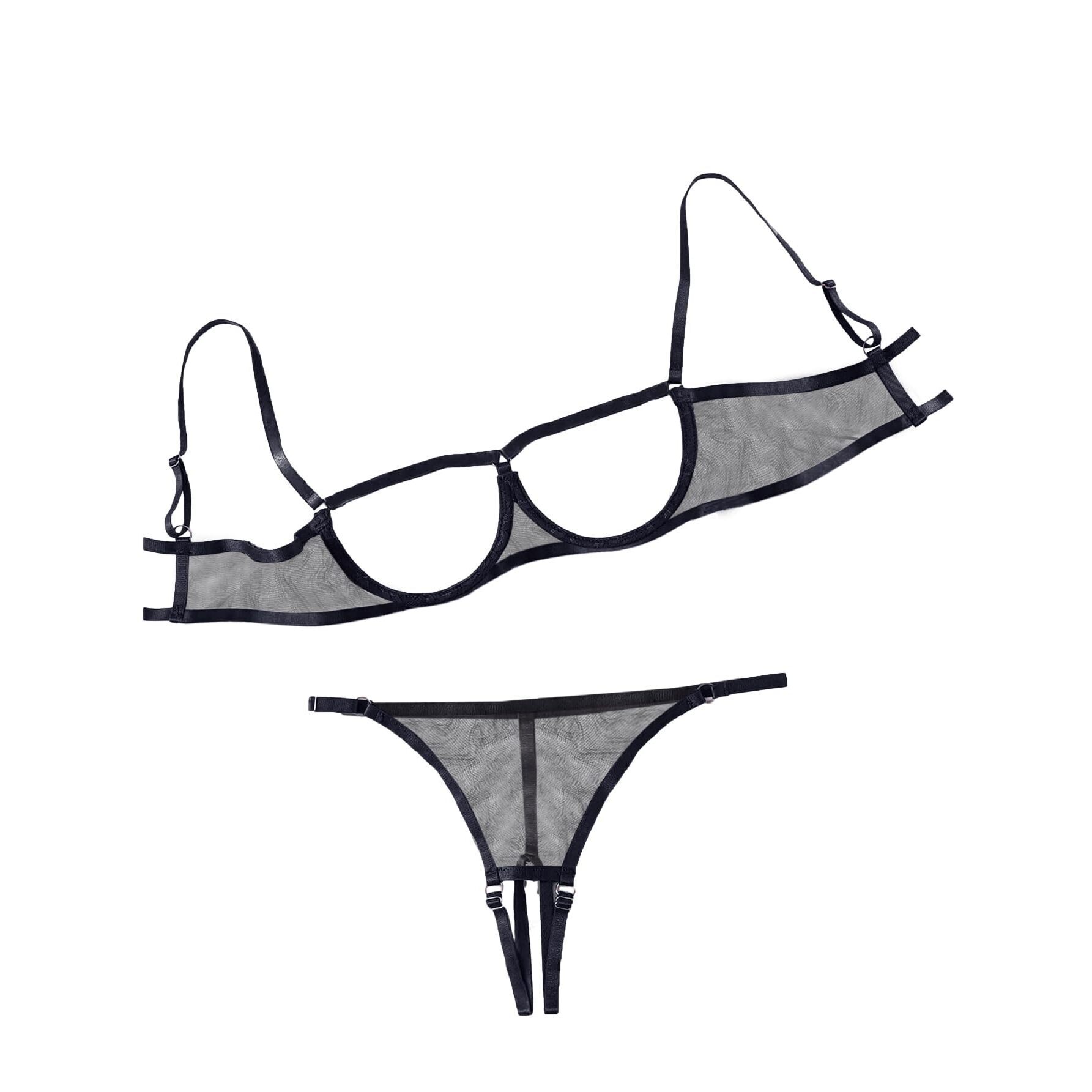 8830 Sexy Underwire Floral Lace Sheer Bachelorette Lingerie Set See Through